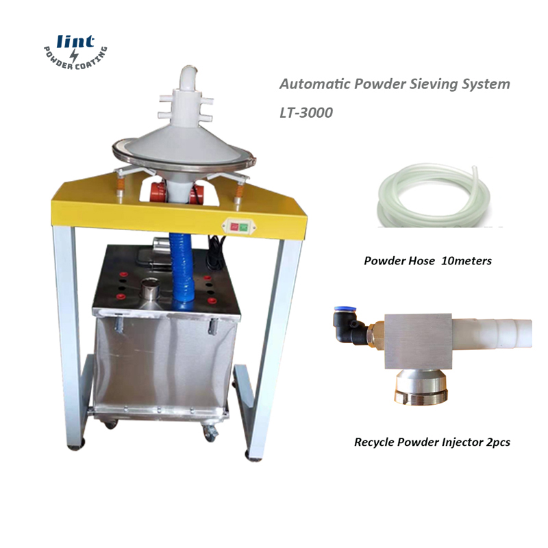 Epoxy and polyester metal powder coating sieve system